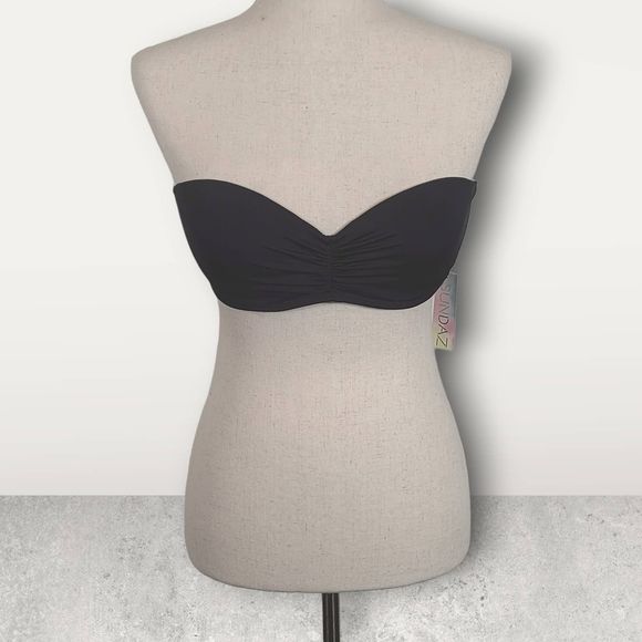 NWT Sundazed Black Bae Push Up Bandaeu Bra Bikini Swim Top Size 34C - Picture 1 of 10